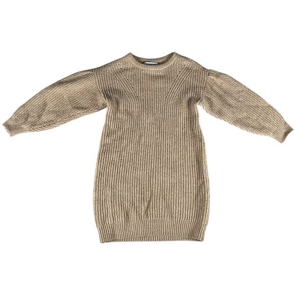 Old Navy Big Girl's Size 4T Camel Brown Long Sleeve Sweater Dress Casual Cozy - Picture 1 of 4